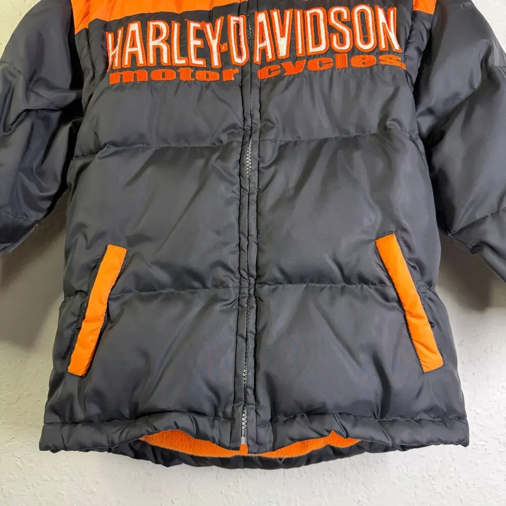 HARLEY-DAVIDSON Coat Kids‎ 6 Vintage Down Filled Puffer Embroidered Logo Shield